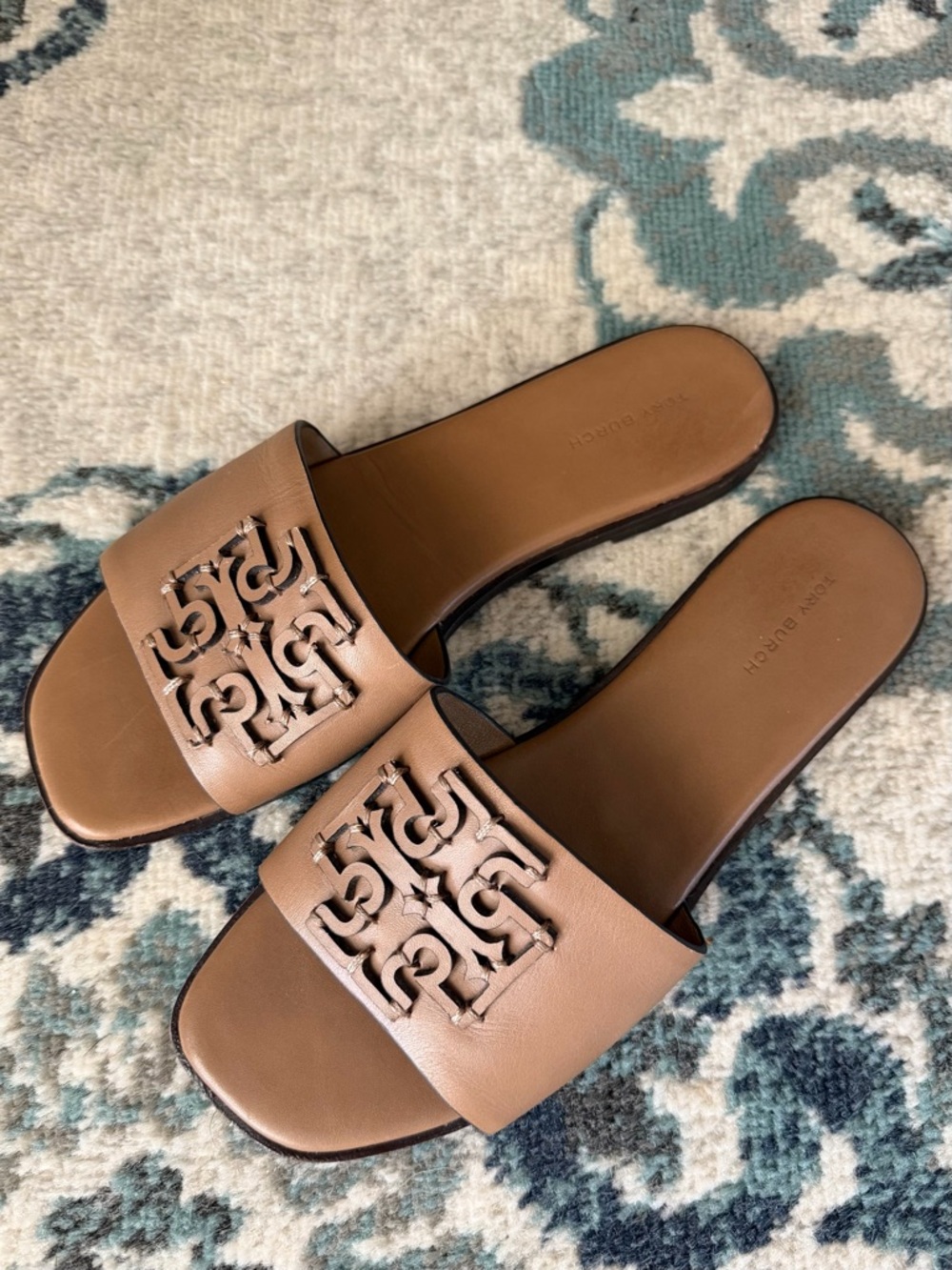 Tory Burch Almond Flour Calf Leather Ines Slide - Picture 6 of 9